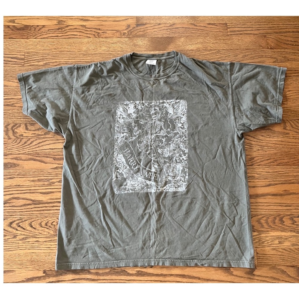 Comfort Colors Harryween Skeleton Graphic T-Shirt 2XL Olive Green Harry Styles